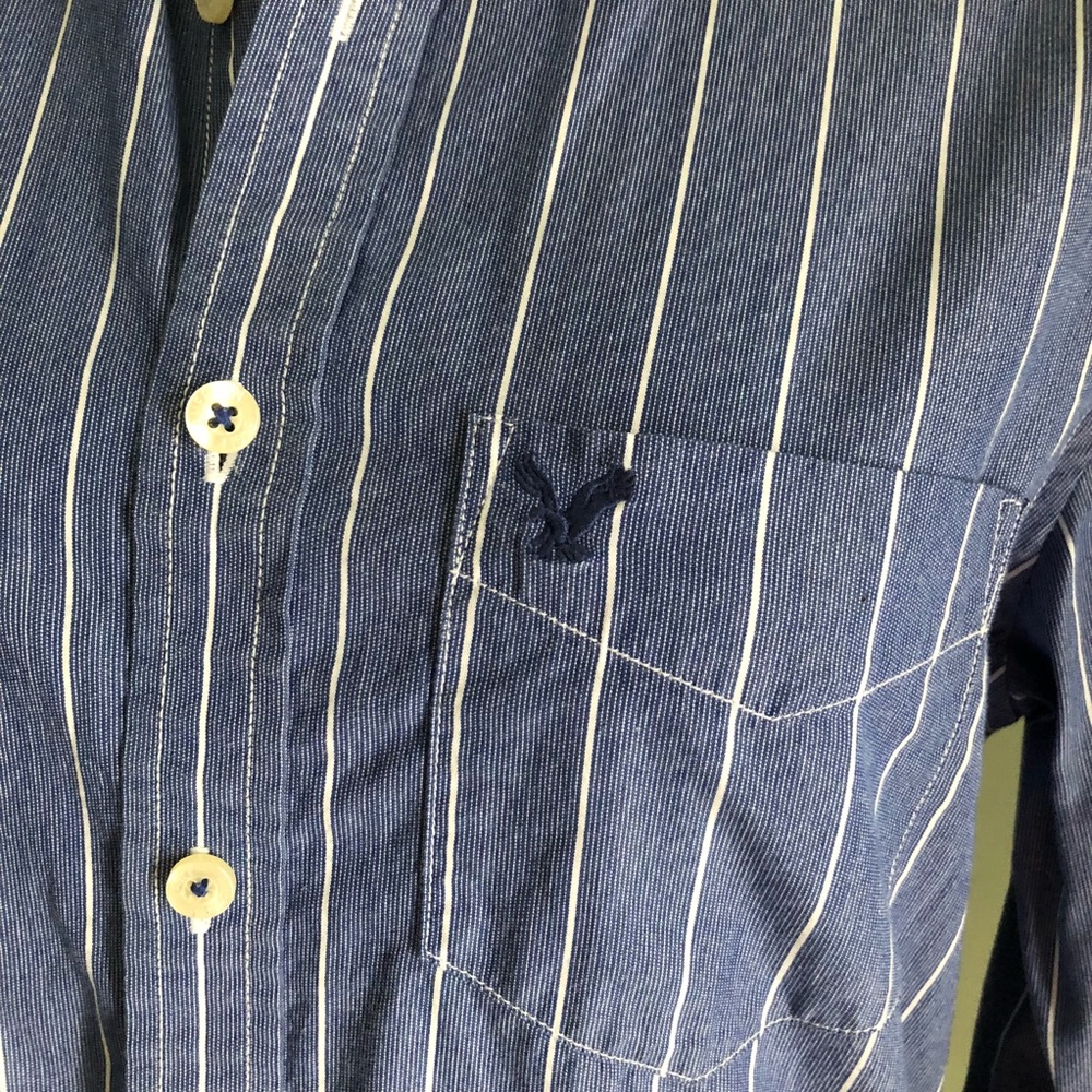 American Eagle Vintage Fit Stripe Collared Top - Picture 4 of 5